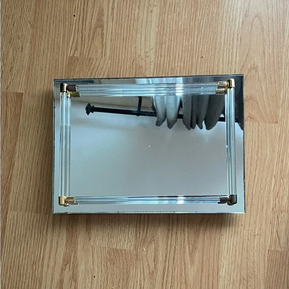 Elegant Silver and Gold Mirrored Tray